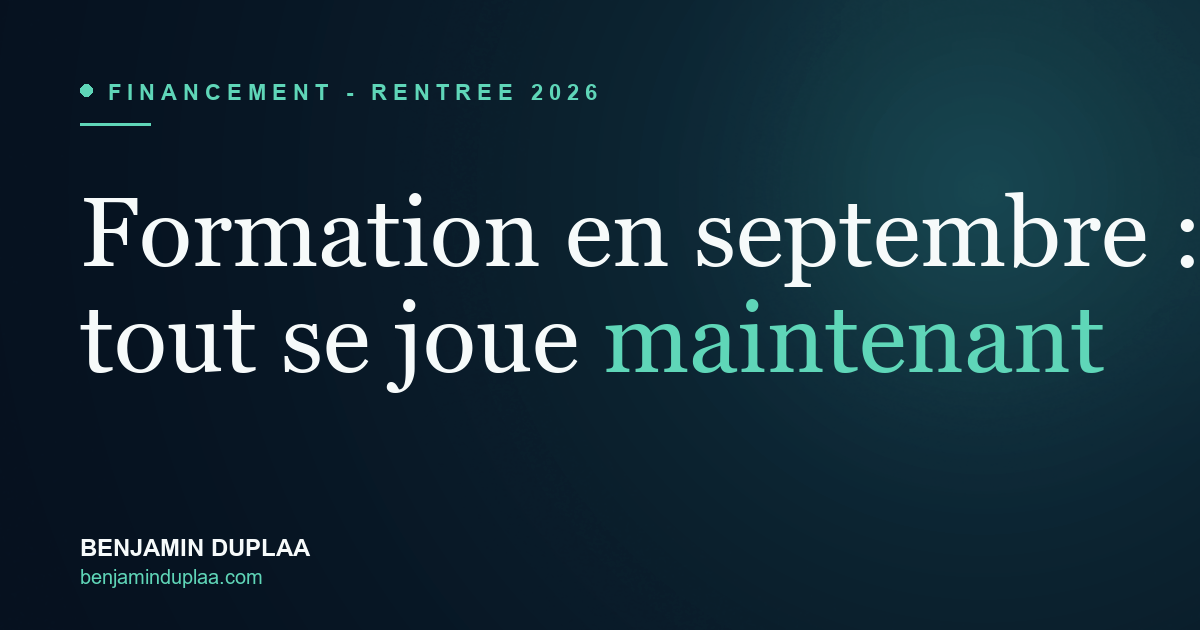 Formation en septembre : tout se joue maintenant